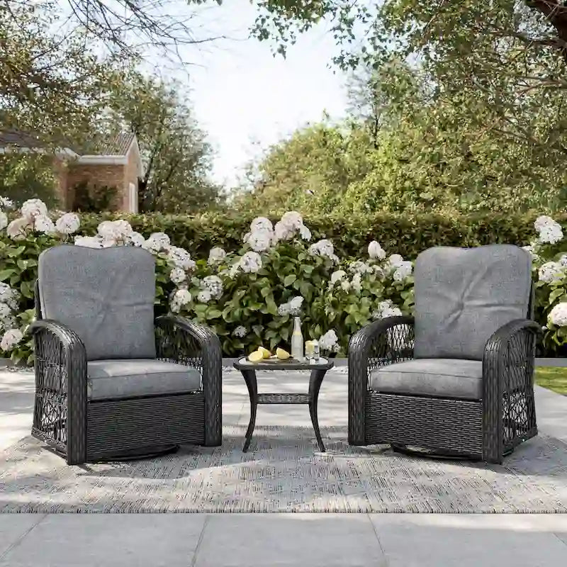 Ensemble de 3 chaises de patio pivotantes Maybelle