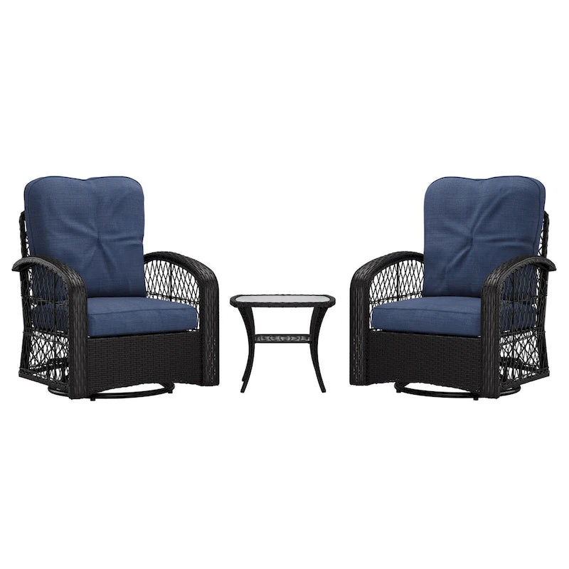 Ensemble de 3 chaises de patio pivotantes Maybelle
