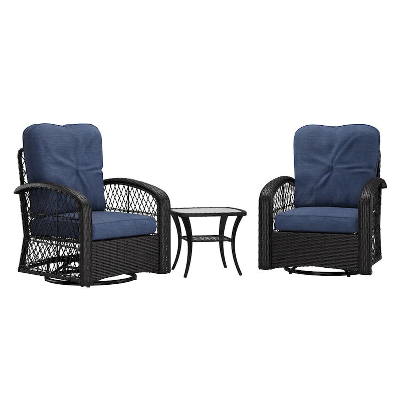 Ensemble de 3 chaises de patio pivotantes Maybelle