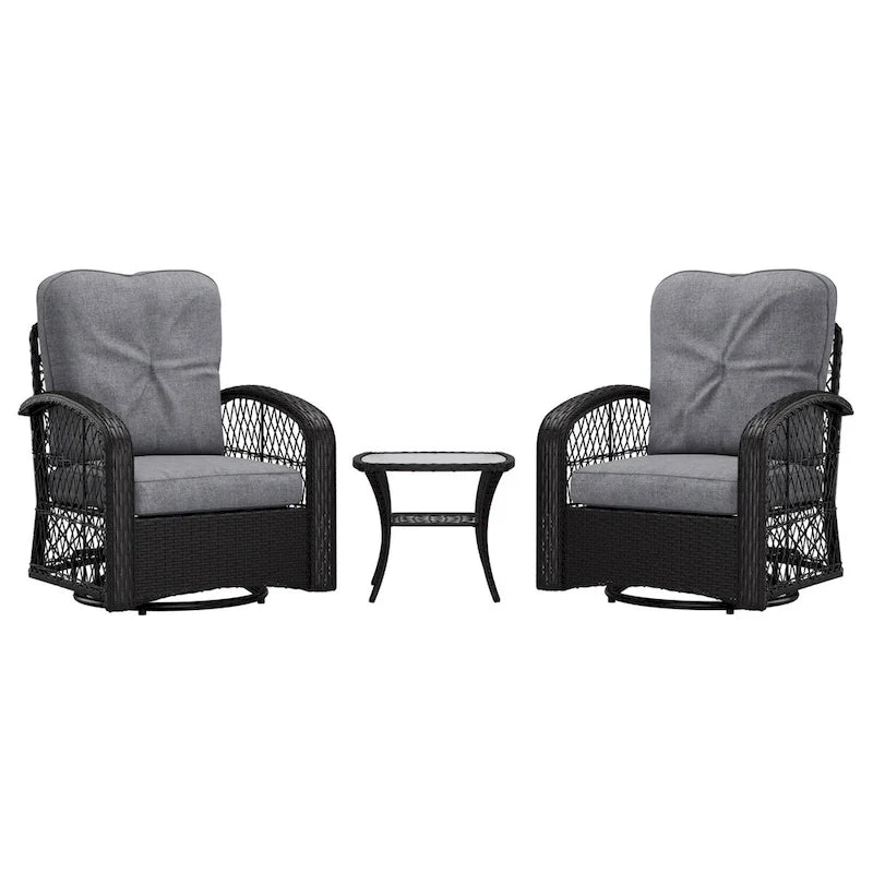Ensemble de 3 chaises de patio pivotantes Maybelle