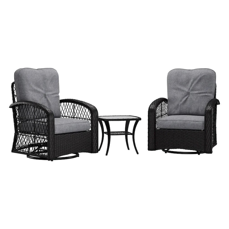 Ensemble de 3 chaises de patio pivotantes Maybelle