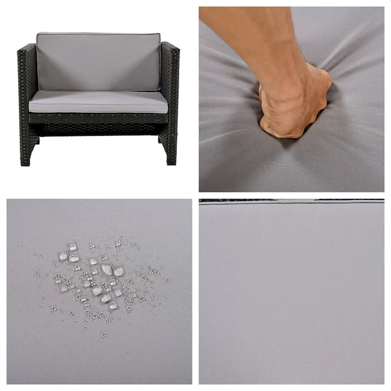 Ensemble de canapé d'angle d'extérieur en rotin de forme quadrilatérale avec mini-canapé