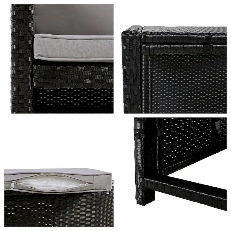 Ensemble de canapé d'angle d'extérieur en rotin de forme quadrilatérale avec mini-canapé