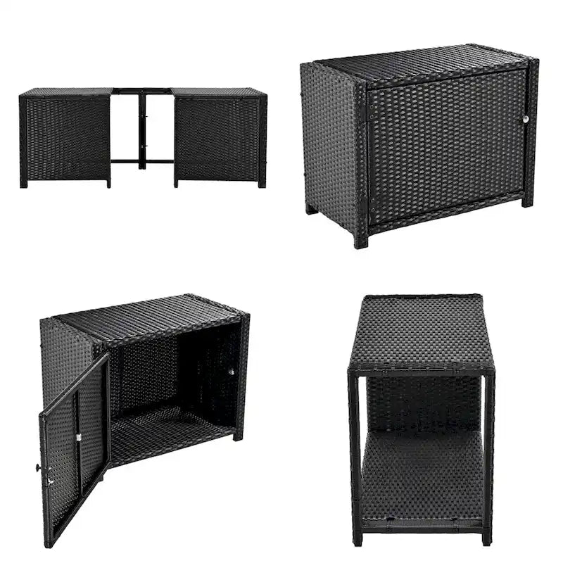 Ensemble de canapé d'angle d'extérieur en rotin de forme quadrilatérale avec mini-canapé