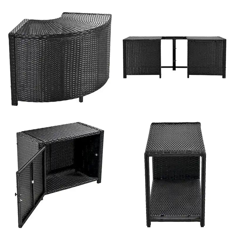 Ensemble de canapé d'angle d'extérieur en rotin de forme quadrilatérale avec mini-canapé