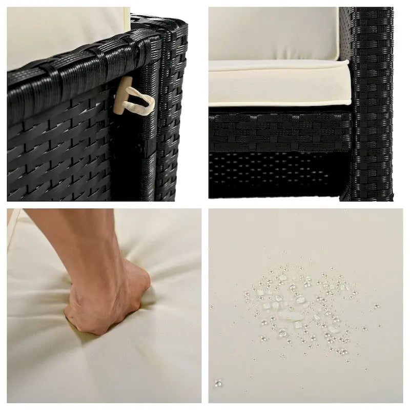 Ensemble de canapé d'angle d'extérieur en rotin de forme quadrilatérale avec mini-canapé