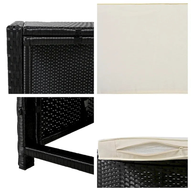 Ensemble de canapé d'angle d'extérieur en rotin de forme quadrilatérale avec mini-canapé