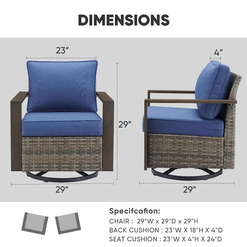 Ensemble de 4 fauteuils pivotants à bascule d'extérieur Gymojoy - Gris