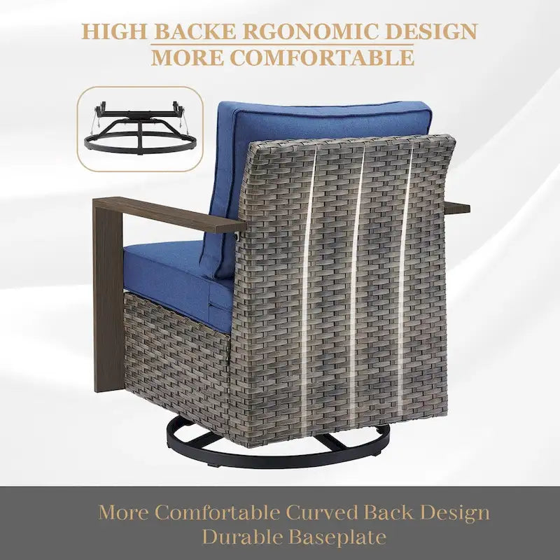 Ensemble de 4 fauteuils pivotants à bascule d'extérieur Gymojoy - Gris