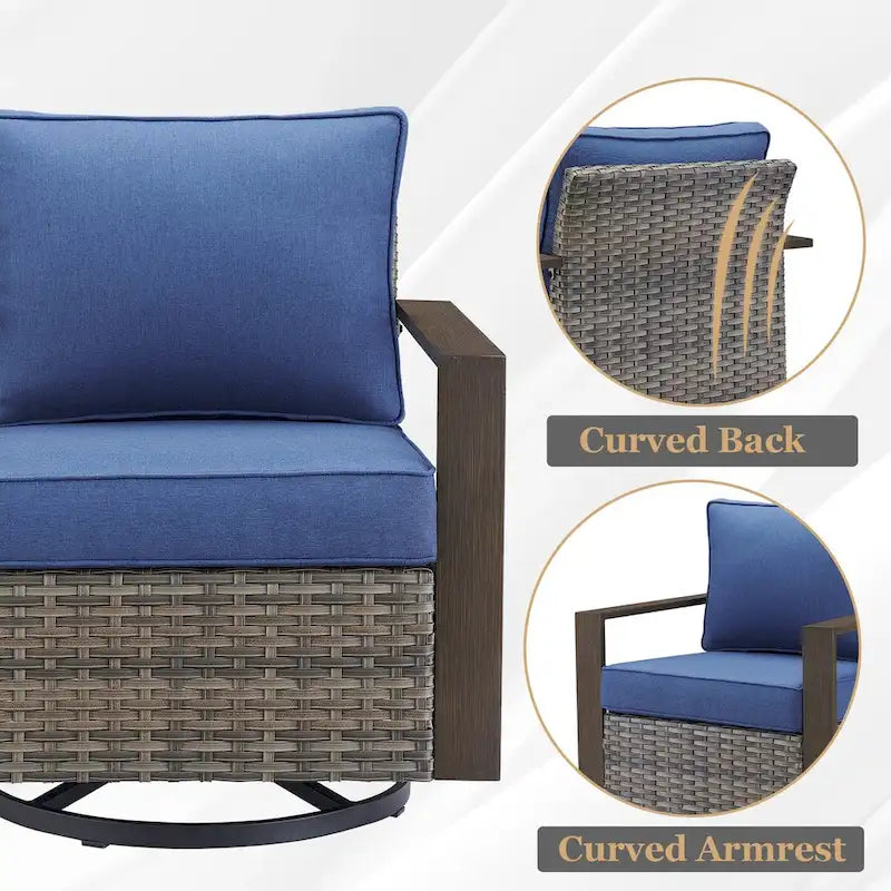 Ensemble de 4 fauteuils pivotants à bascule d'extérieur Gymojoy - Gris