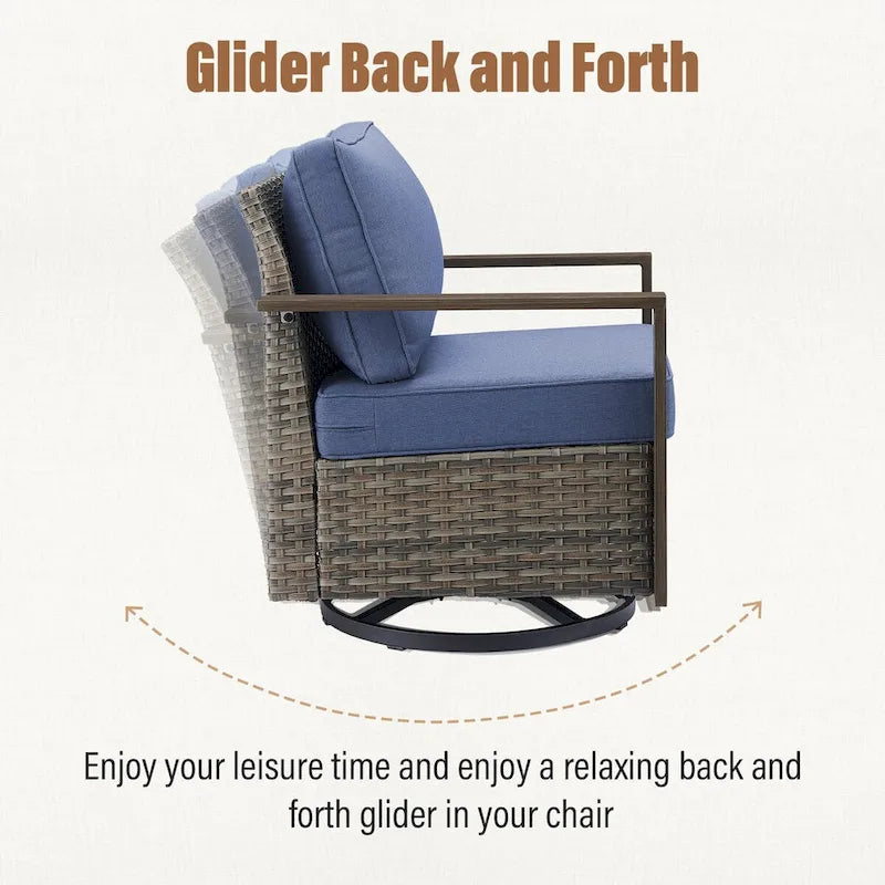 Ensemble de 4 fauteuils pivotants à bascule d'extérieur Gymojoy - Gris