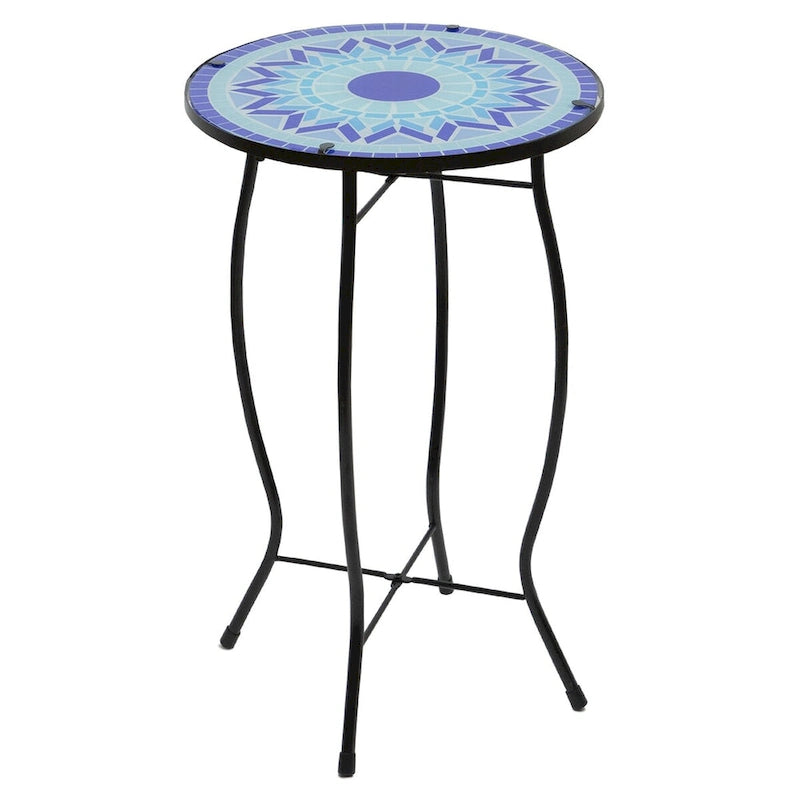 Table d'appoint de patio en mosaïque de verre Blue Sun 19