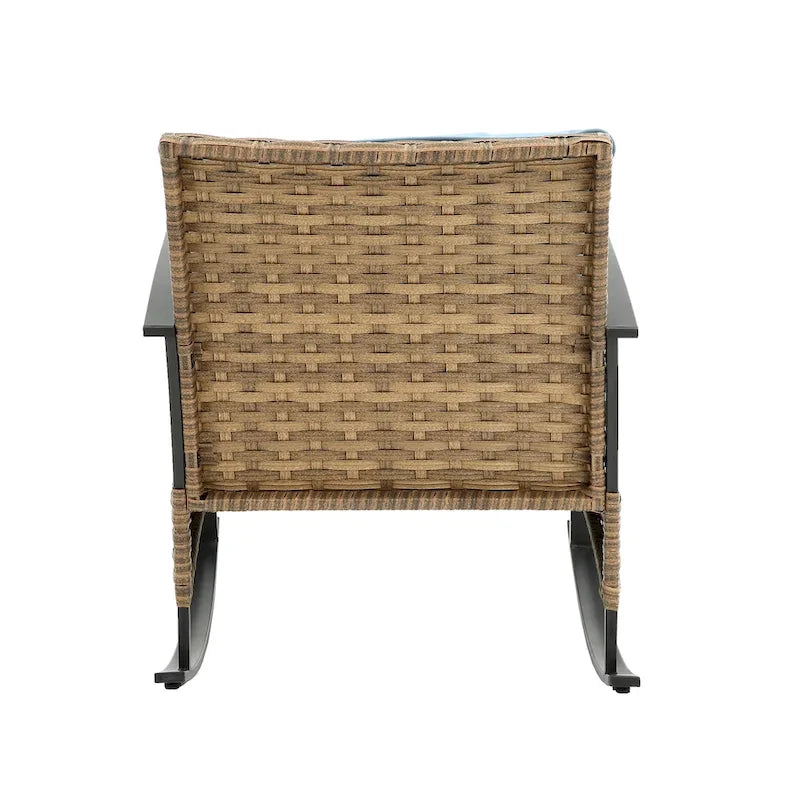 Ensemble de 3 fauteuils à bascule en rotin pour la détente