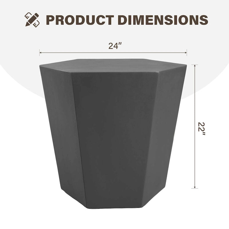 Table d'appoint hexagonale en béton de 24 pouces, moderne et minimaliste, pour l'intérieur et l'extérieur, de Patio Watcher