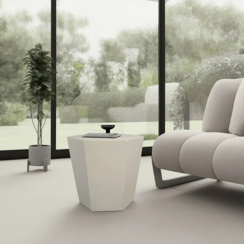 Table d'appoint hexagonale en béton de 24 pouces, moderne et minimaliste, pour l'intérieur et l'extérieur, de Patio Watcher