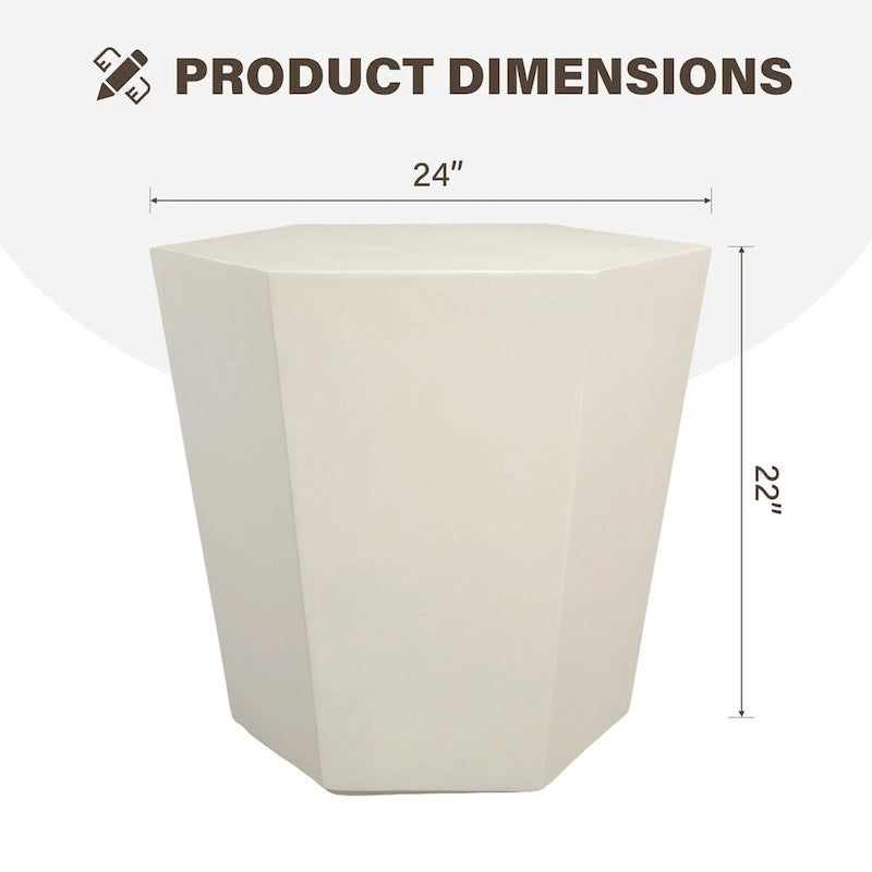 Table d'appoint hexagonale en béton de 24 pouces, moderne et minimaliste, pour l'intérieur et l'extérieur, de Patio Watcher