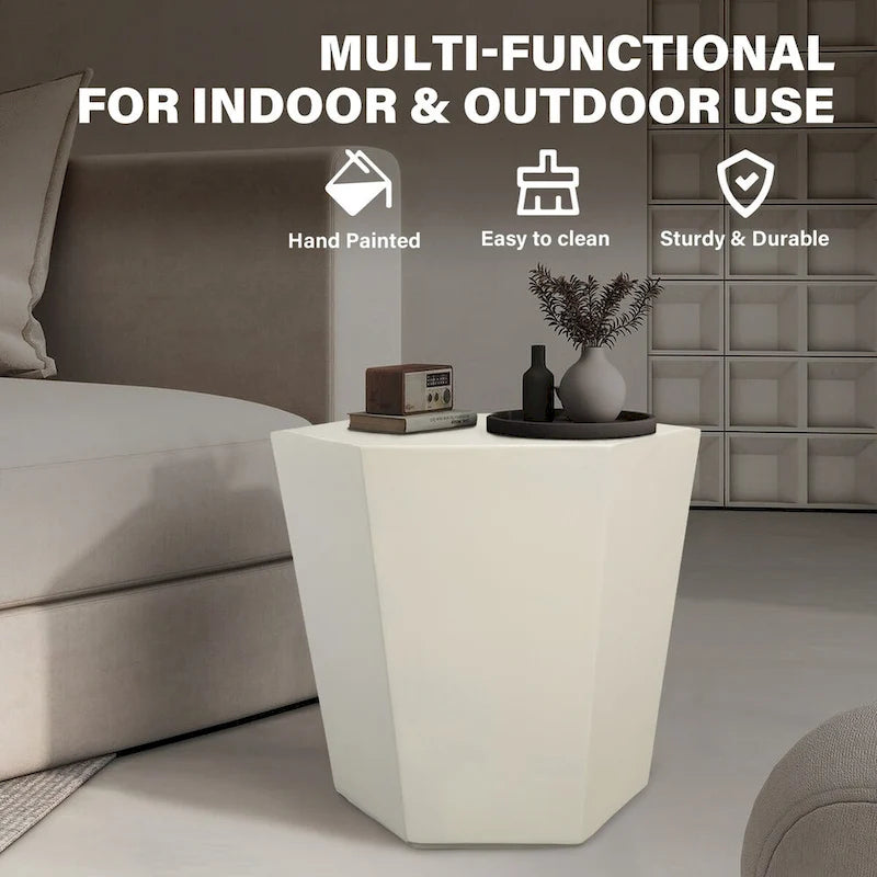 Table d'appoint hexagonale en béton de 24 pouces, moderne et minimaliste, pour l'intérieur et l'extérieur, de Patio Watcher