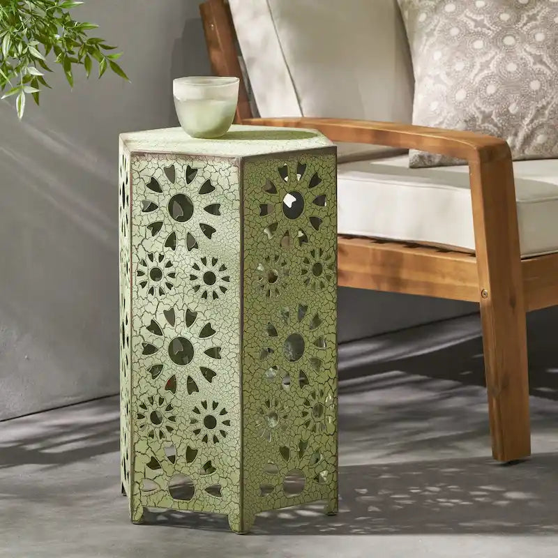 Table d'appoint d'extérieur de 14 po Table d'appoint florale par Christopher Knight Home