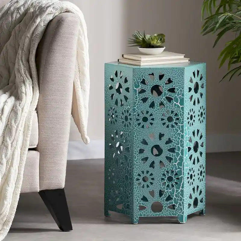 Table d'appoint d'extérieur de 14 po Table d'appoint florale par Christopher Knight Home
