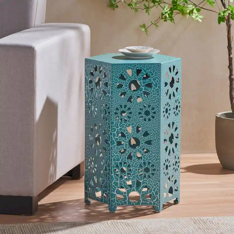 Table d'appoint d'extérieur de 14 po Table d'appoint florale par Christopher Knight Home