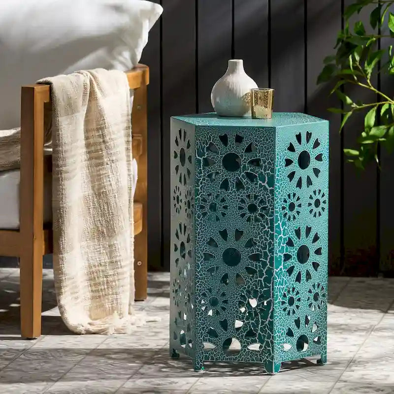 Table d'appoint d'extérieur de 14 po Table d'appoint florale par Christopher Knight Home