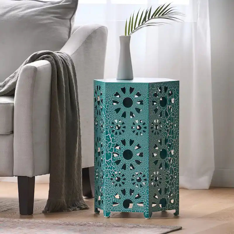 Table d'appoint d'extérieur de 14 po Table d'appoint florale par Christopher Knight Home