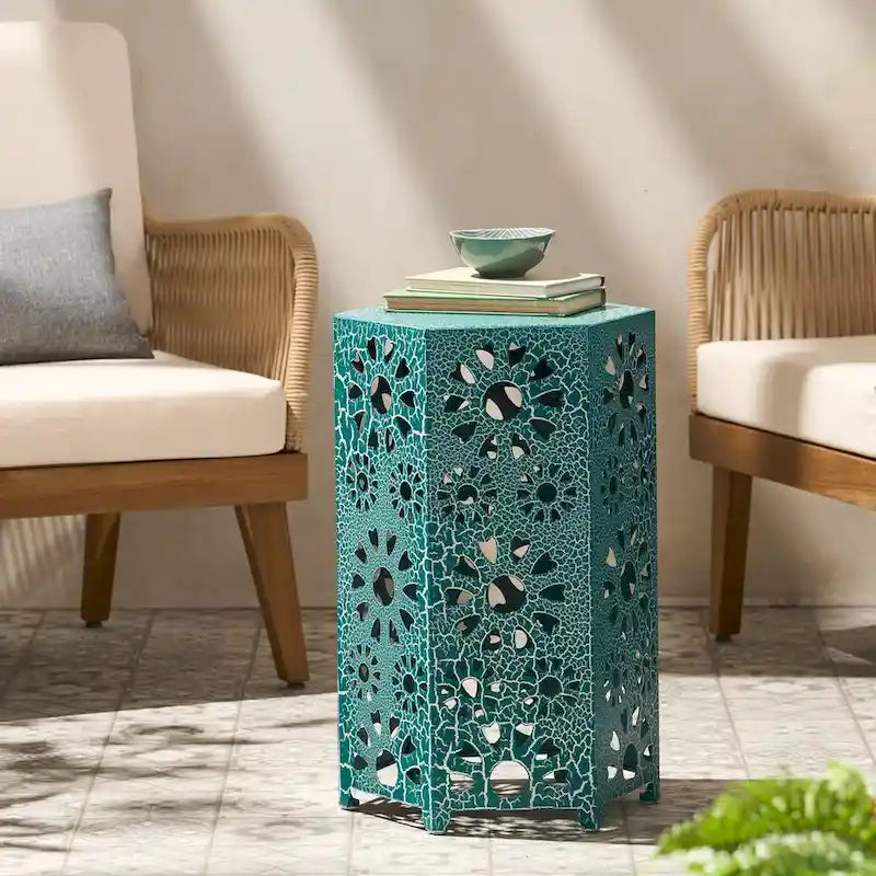 Table d'appoint d'extérieur de 14 po Table d'appoint florale par Christopher Knight Home