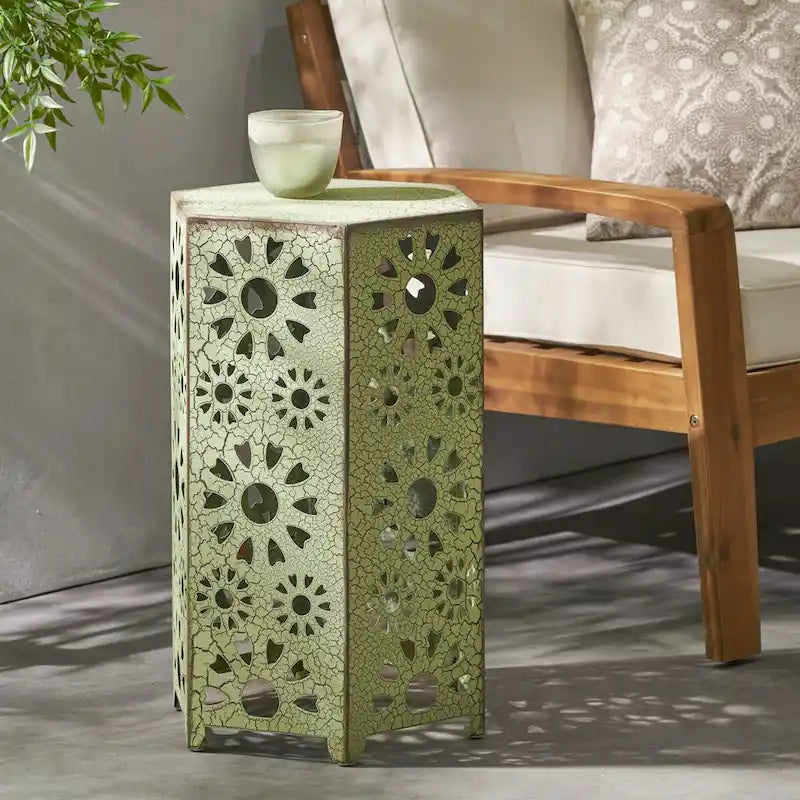 Table d'appoint d'extérieur de 14 po Table d'appoint florale par Christopher Knight Home