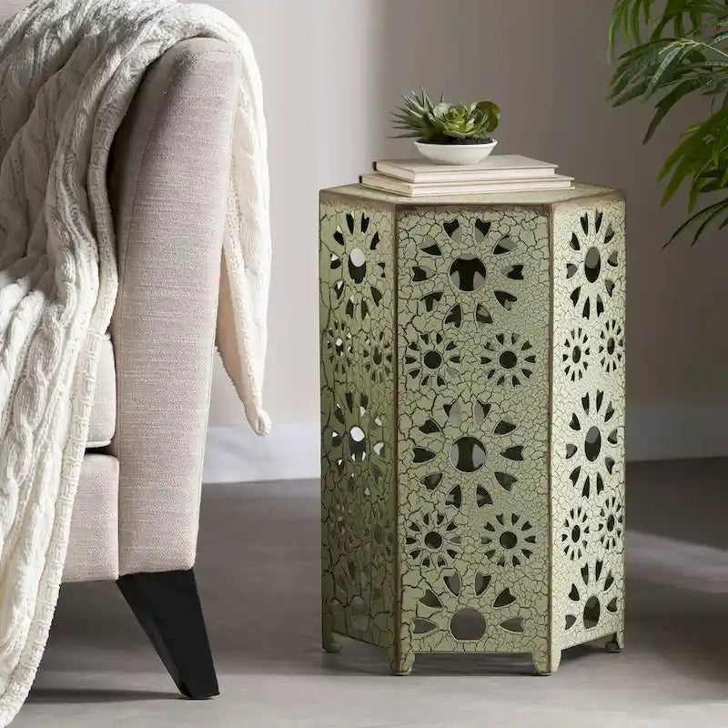Table d'appoint d'extérieur de 14 po Table d'appoint florale par Christopher Knight Home