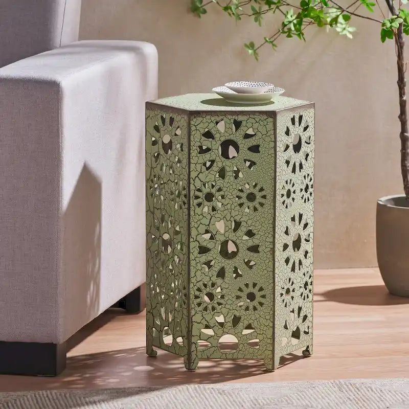 Table d'appoint d'extérieur de 14 po Table d'appoint florale par Christopher Knight Home