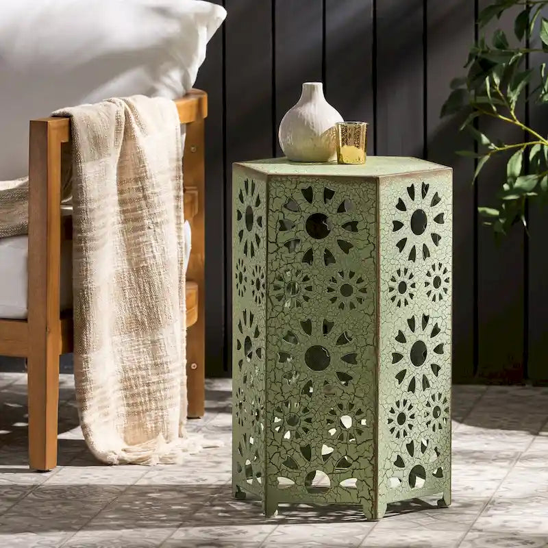Table d'appoint d'extérieur de 14 po Table d'appoint florale par Christopher Knight Home