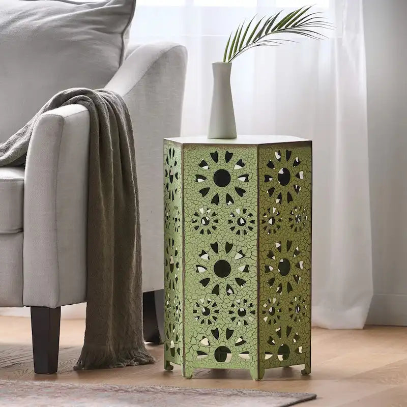 Table d'appoint d'extérieur de 14 po Table d'appoint florale par Christopher Knight Home