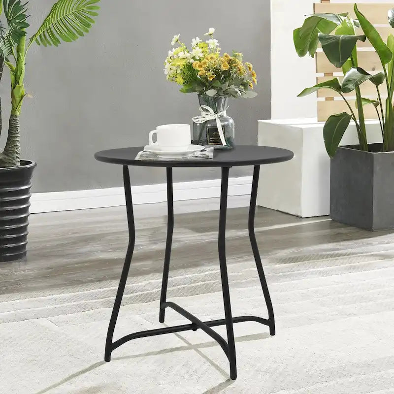 Table d'appoint ronde en métal pour patio