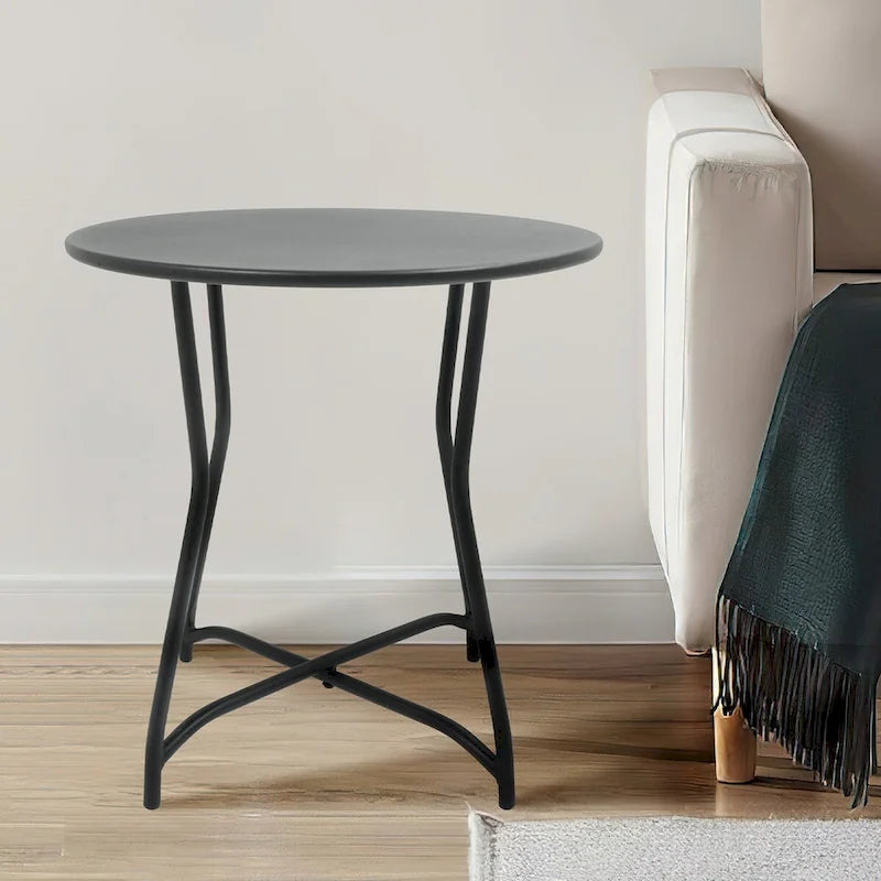 Table d'appoint ronde en métal pour patio