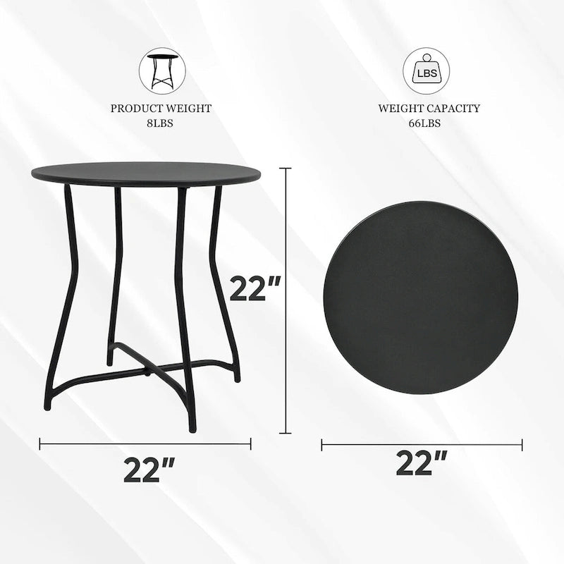 Table d'appoint ronde en métal pour patio