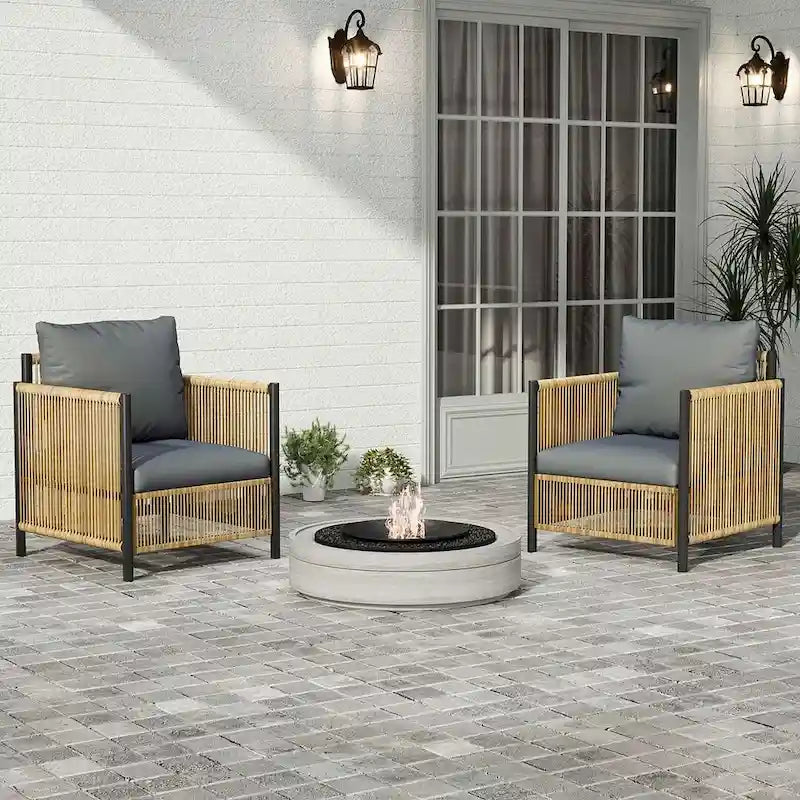 Ensemble de 6 meubles de patio avec table basse en verre pour jardin, patio et piscine