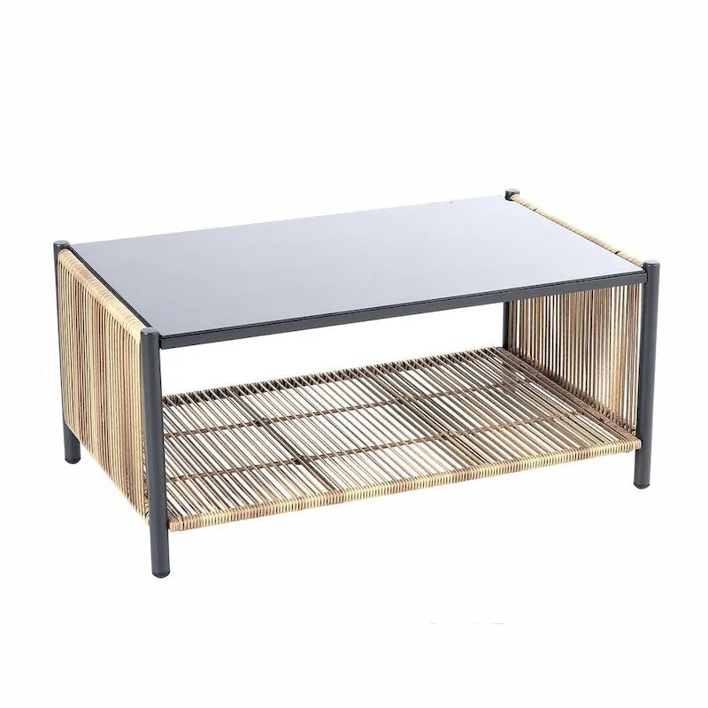 Ensemble de 6 meubles de patio avec table basse en verre pour jardin, patio et piscine