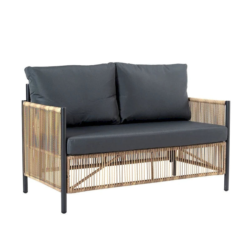 Ensemble de 6 meubles de patio avec table basse en verre pour jardin, patio et piscine