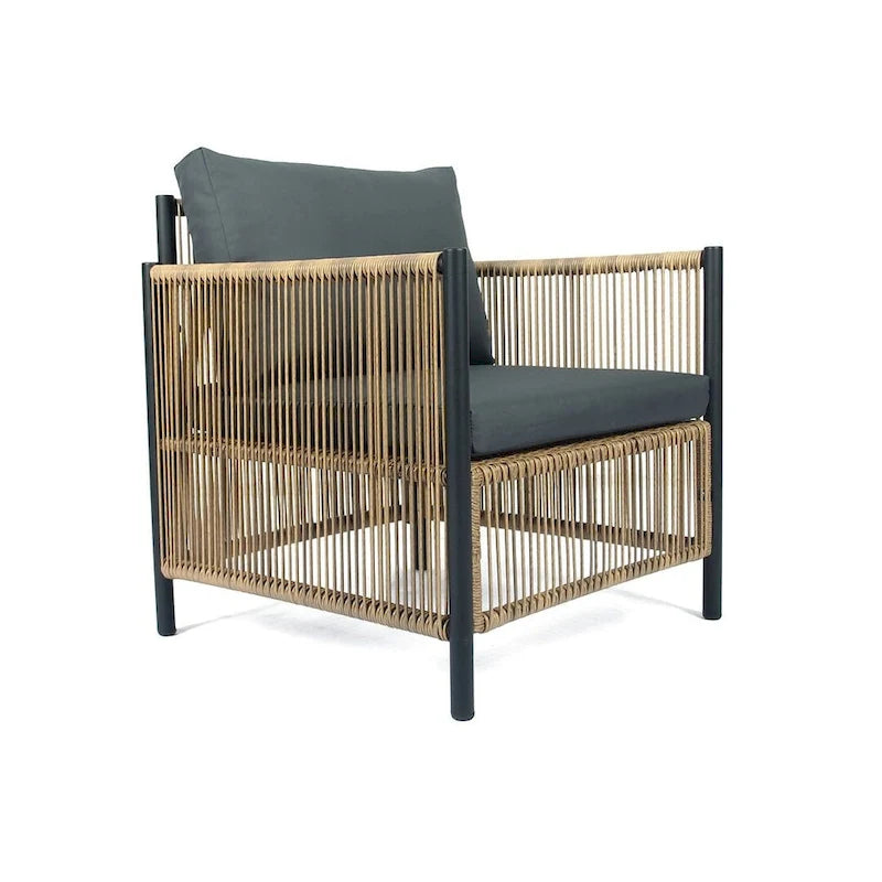 Ensemble de 6 meubles de patio avec table basse en verre pour jardin, patio et piscine
