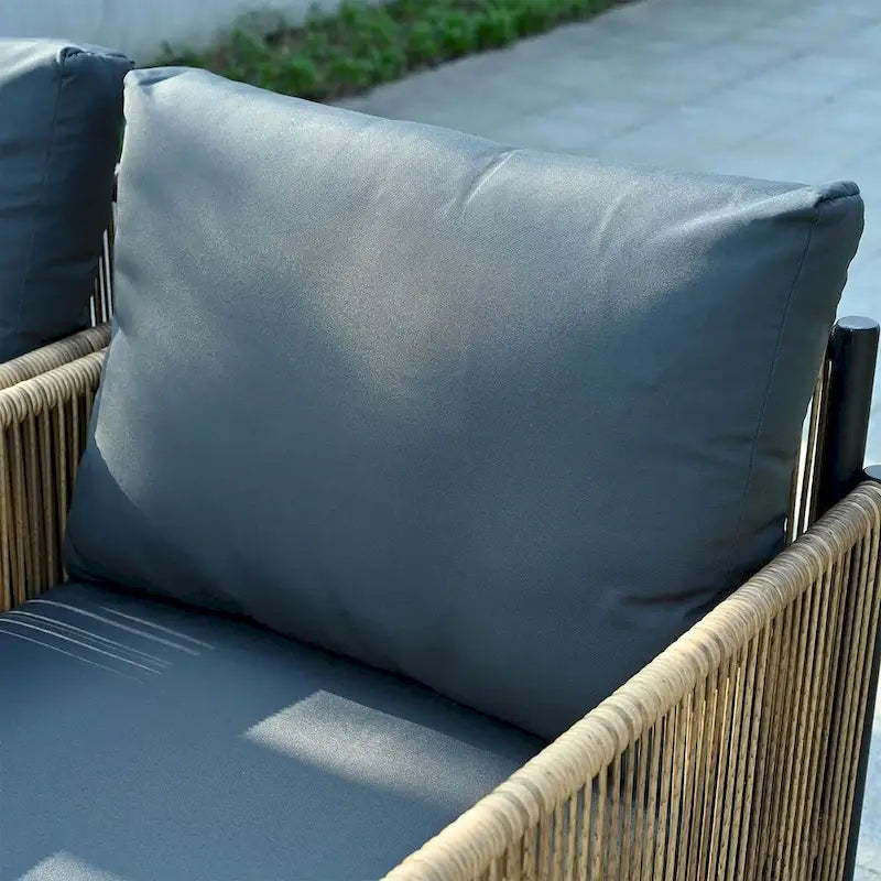 Ensemble de 6 meubles de patio avec table basse en verre pour jardin, patio et piscine
