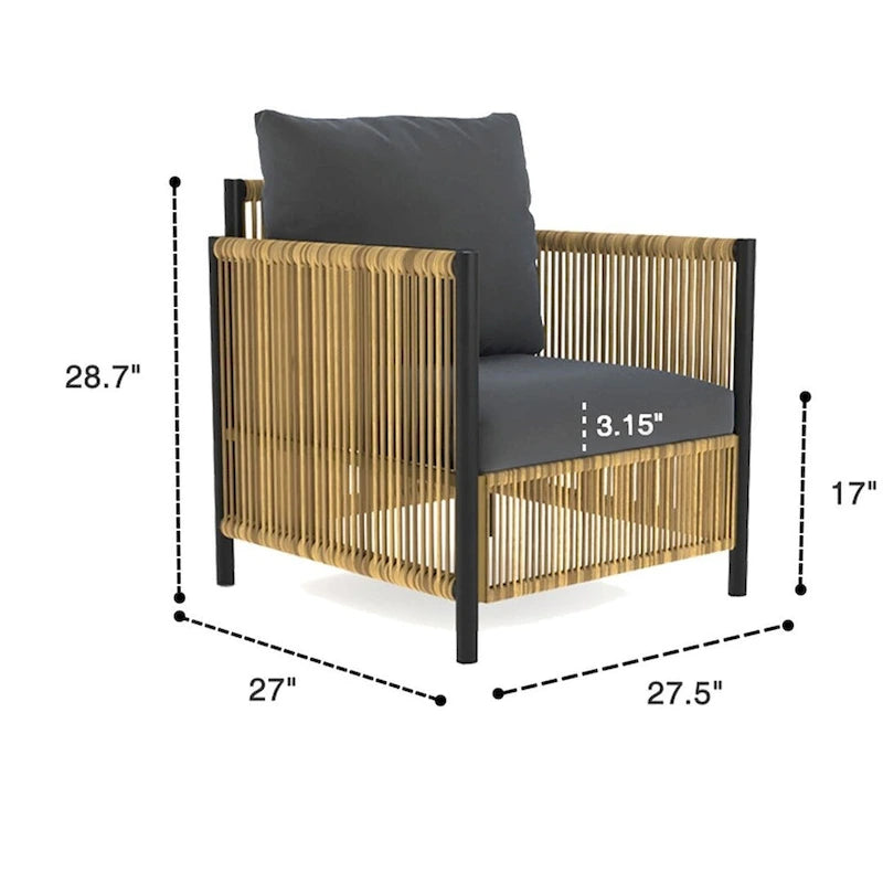 Ensemble de 6 meubles de patio avec table basse en verre pour jardin, patio et piscine