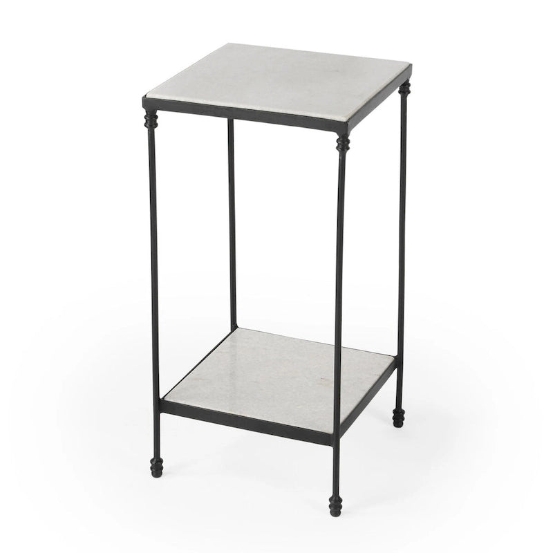 Table d'appoint Larkin en marbre et fer forgé