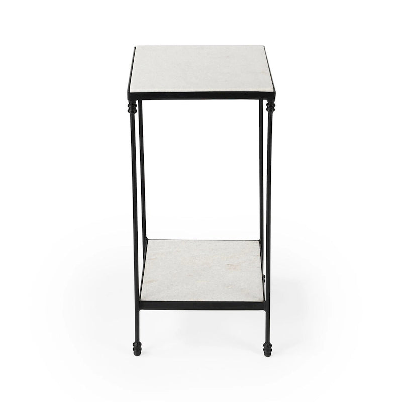 Table d'appoint Larkin en marbre et fer forgé