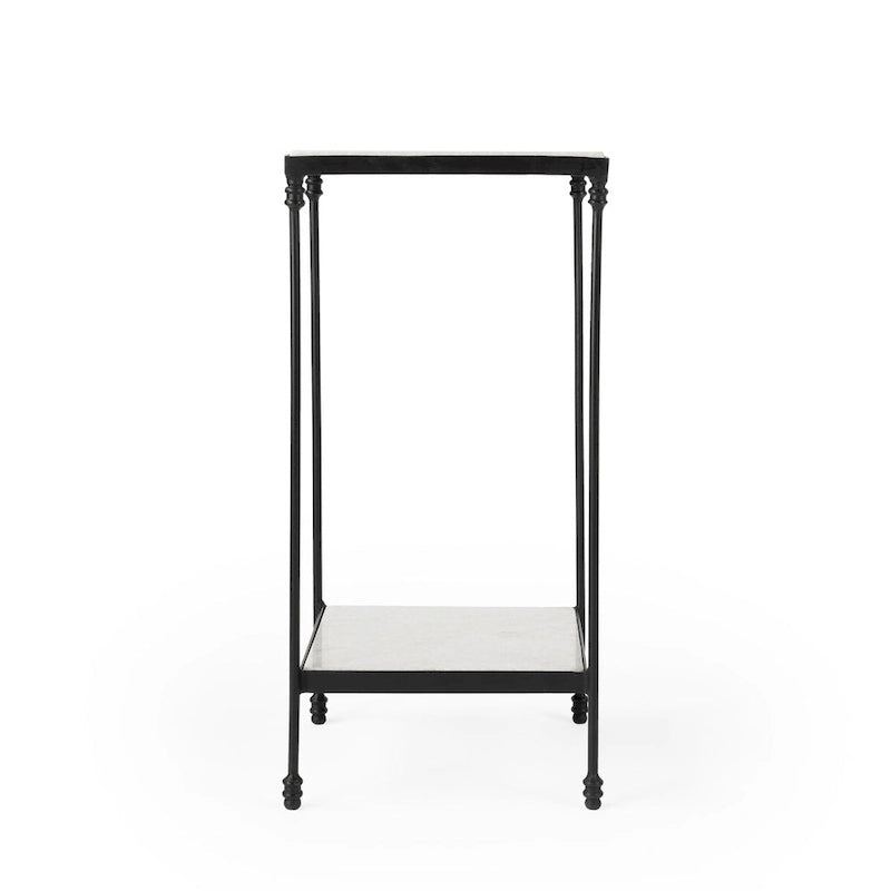 Table d'appoint Larkin en marbre et fer forgé