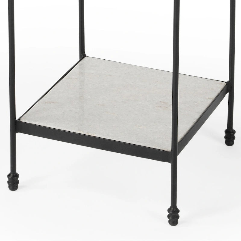 Table d'appoint Larkin en marbre et fer forgé