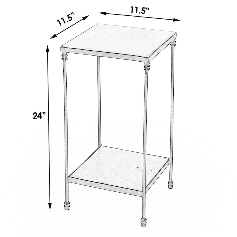 Table d'appoint Larkin en marbre et fer forgé