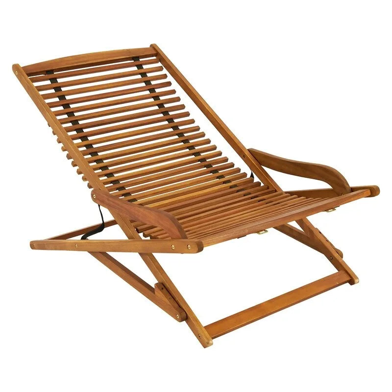 Fauteuil de jardin inclinable en acacia avec repose-pieds amovible - N/A