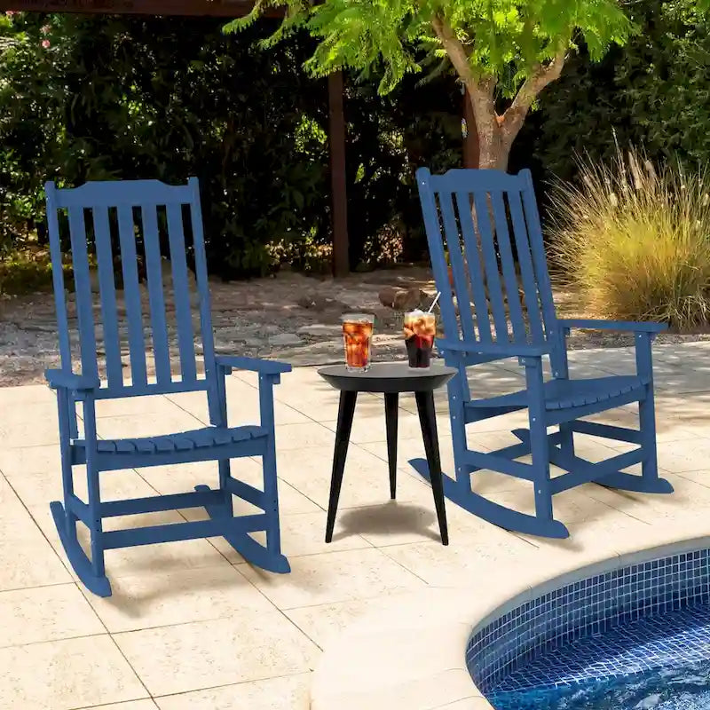 Vrakae 2 chaises berçantes à dossier haut résistantes aux intempéries pour patio