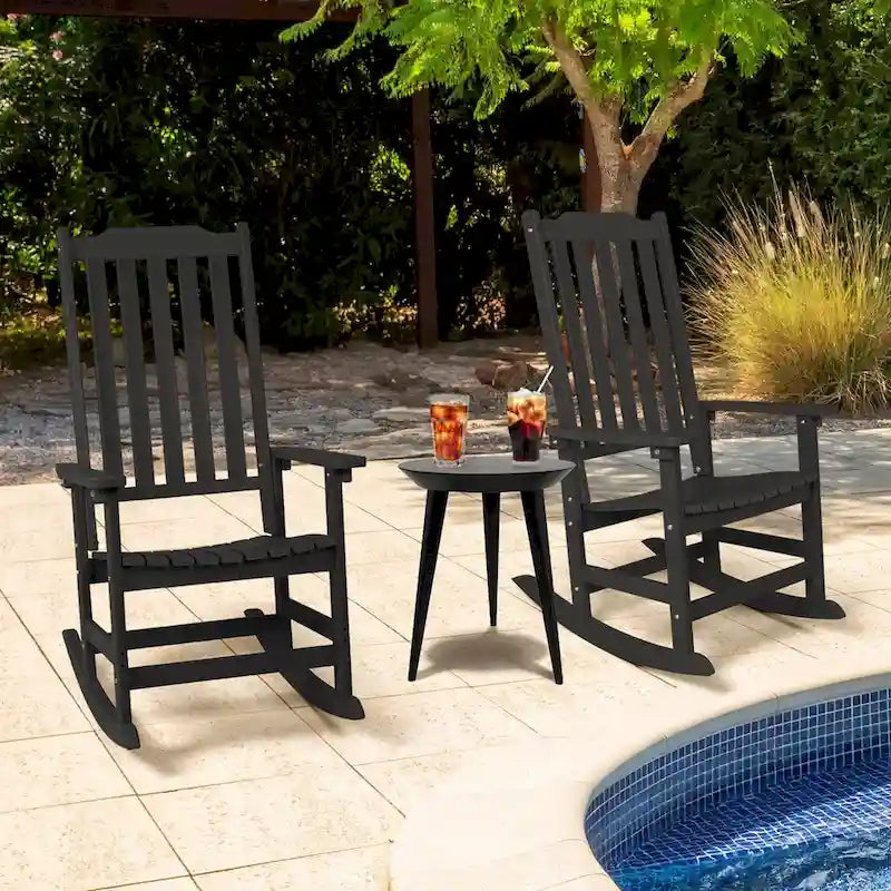 Vrakae 2 chaises berçantes à dossier haut résistantes aux intempéries pour patio