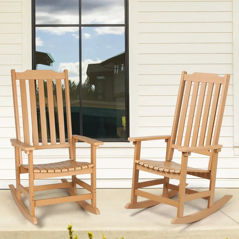 Vrakae 2 chaises berçantes à dossier haut résistantes aux intempéries pour patio